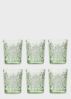 Набір склянок для віскі із кольорового скла Libbey Leerdam Hobstar Colored Ebony Green 0,35л 6шт, фото